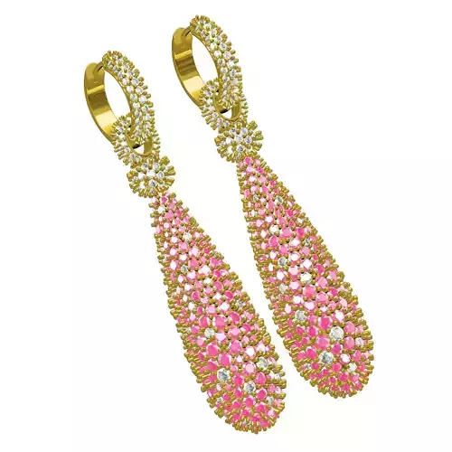 Unique Pink Diamond Hoop Earring