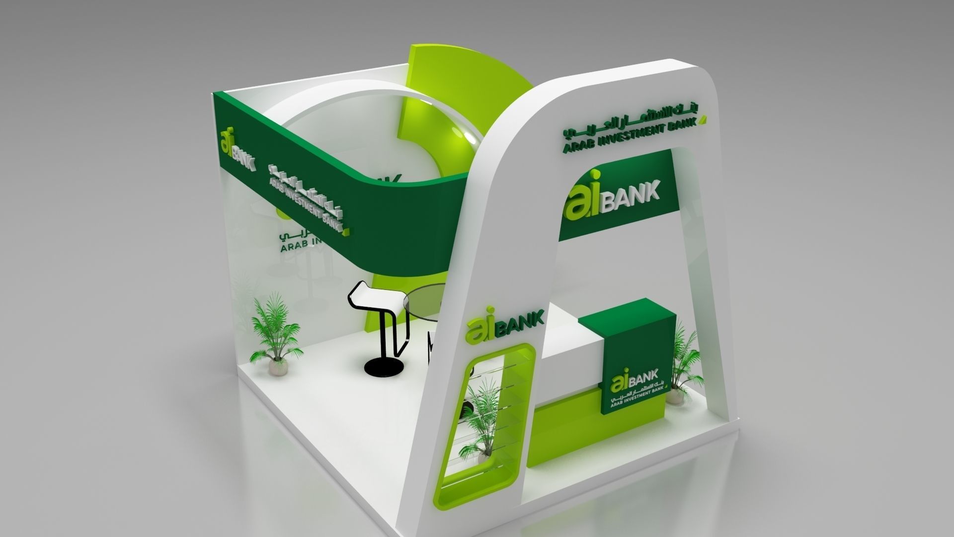 Bank Exhibition Booth 3x3 - 3d Model 2018 - Vray 3D model_3