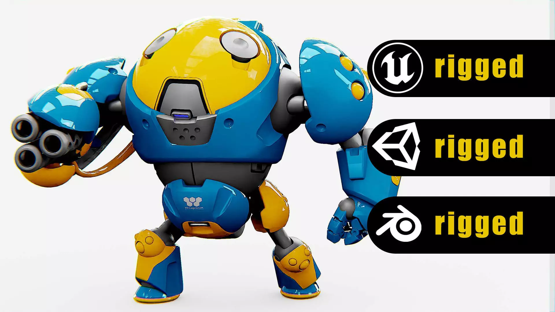 MILITARY BOT SF-500 Rigged for Unreal Engine - Unity - MIXAMO  3D model_0