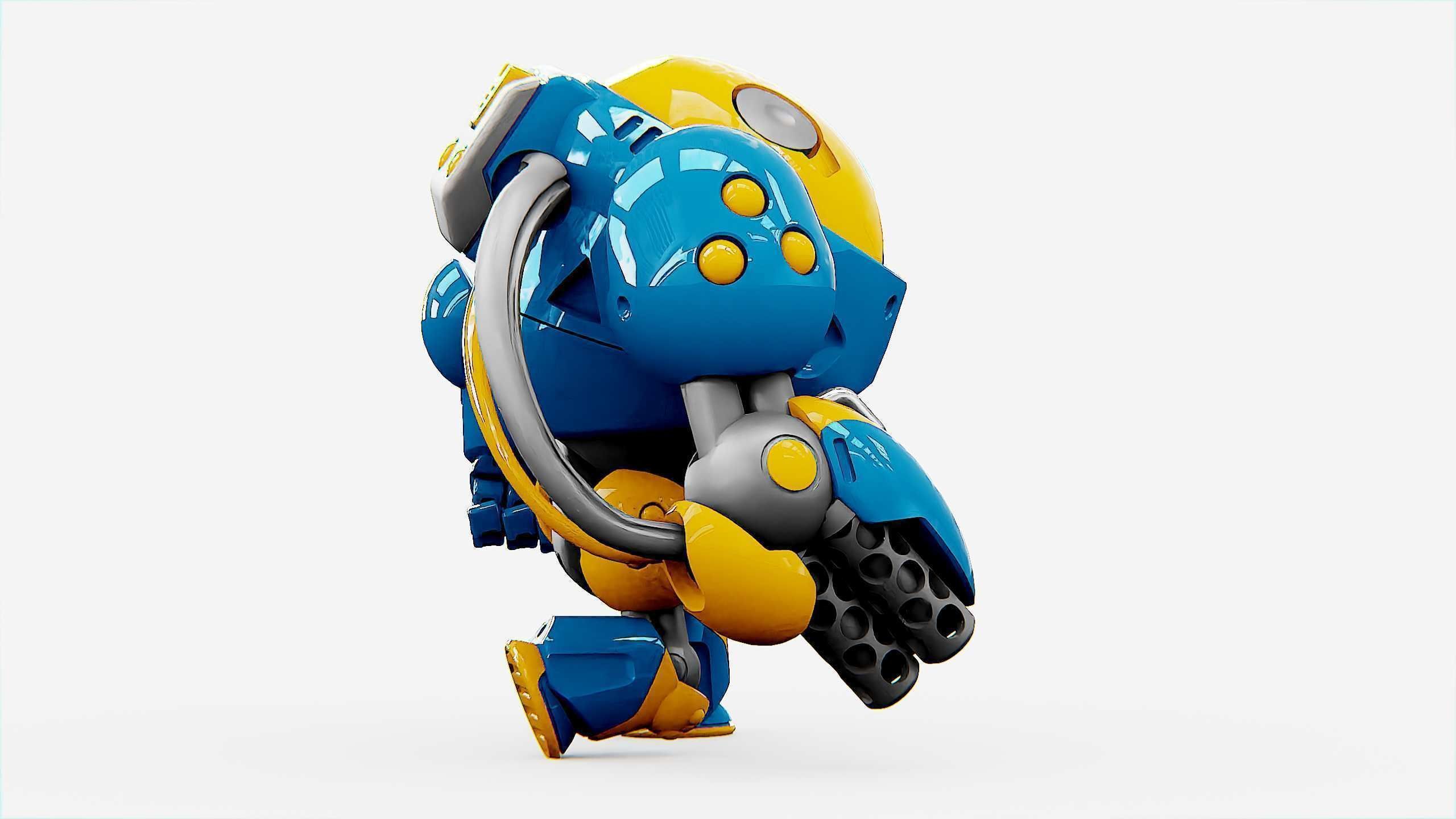 MILITARY BOT SF-500 Rigged for Unreal Engine - Unity - MIXAMO  3D model_9