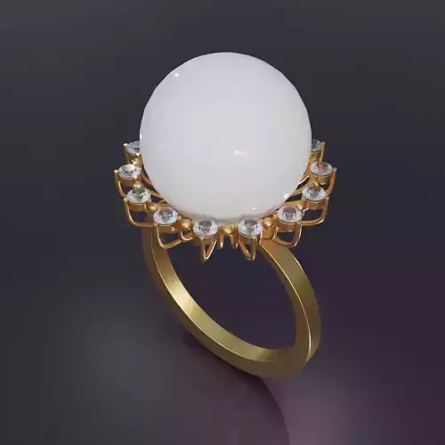 Gold ring with pearls and diamonds