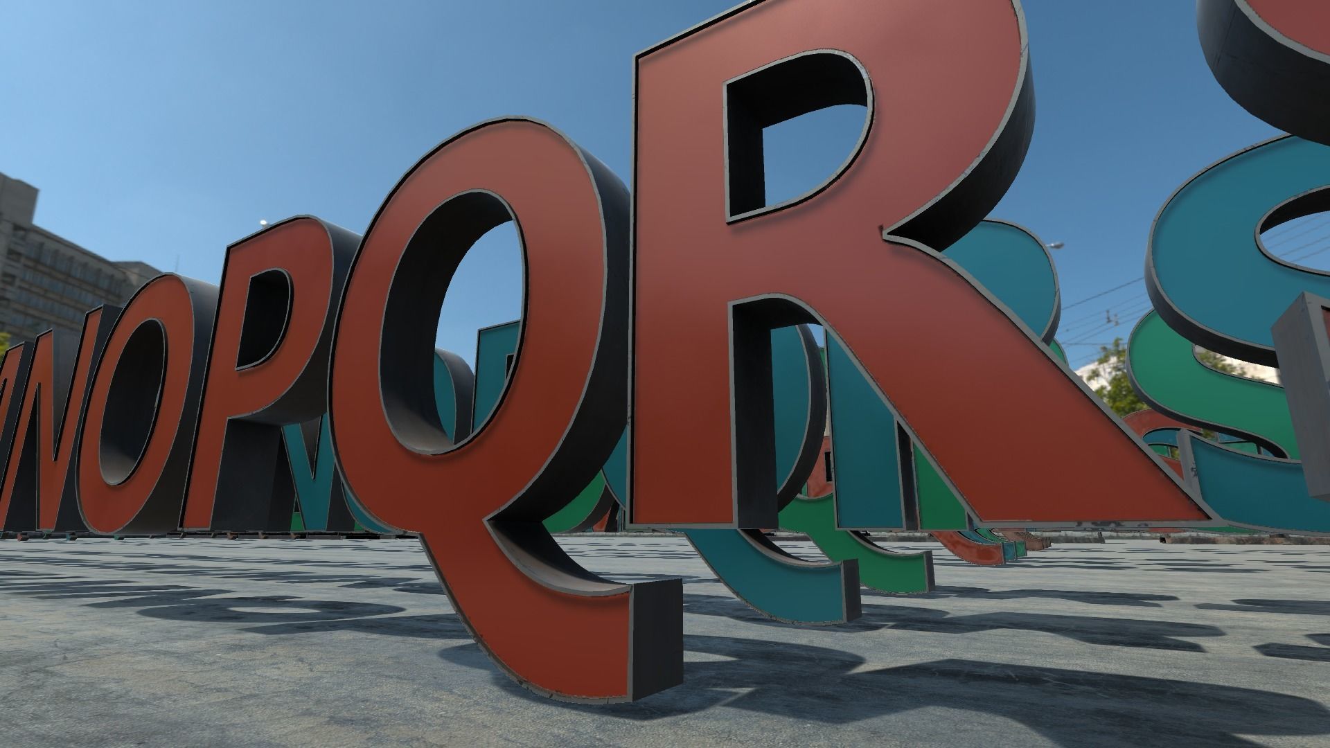 Modular Rooftop Buildings Company Logos HQ Low-poly 3D model_3