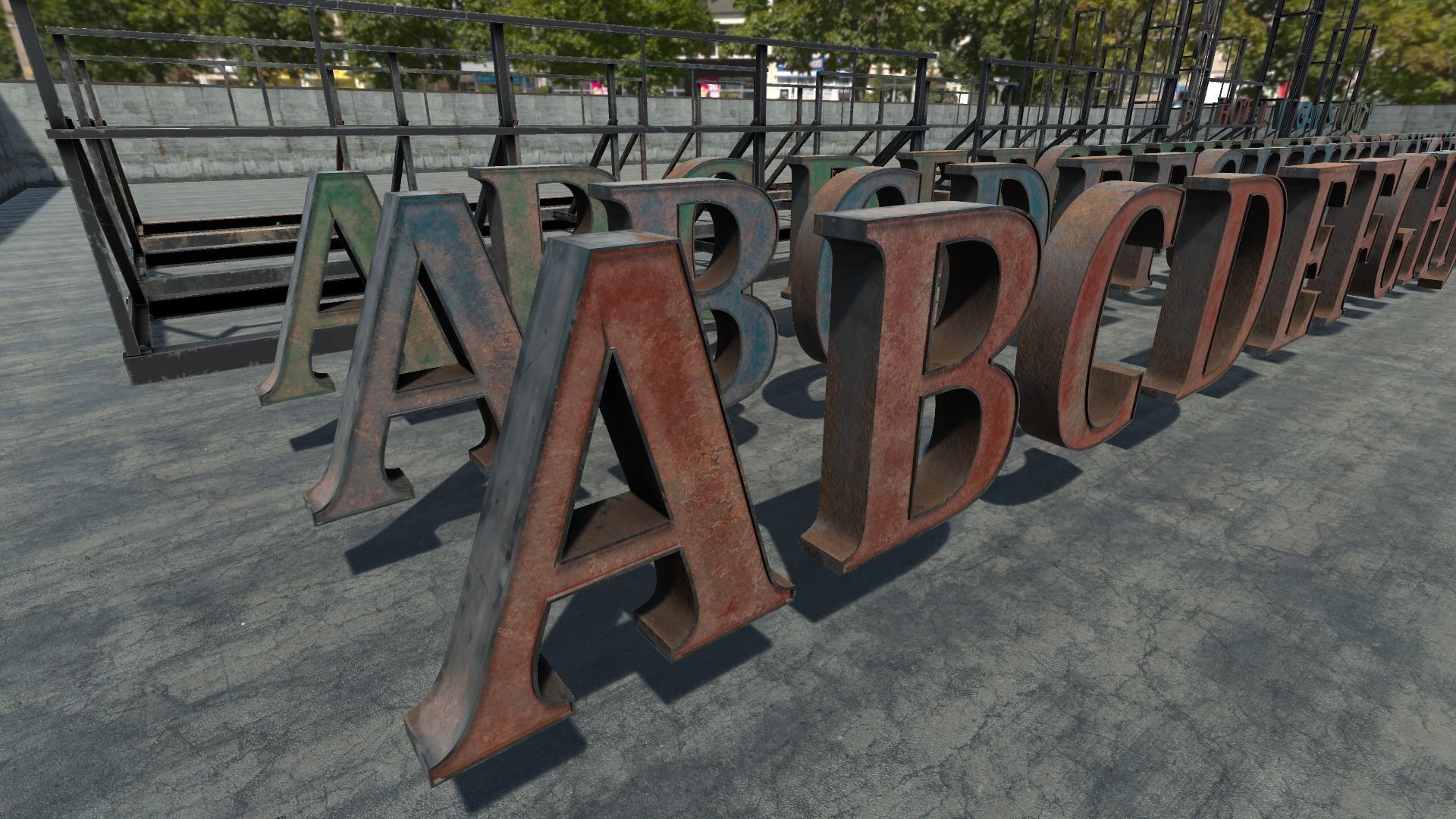 Modular Rooftop Buildings Company Logos HQ Low-poly 3D model_12