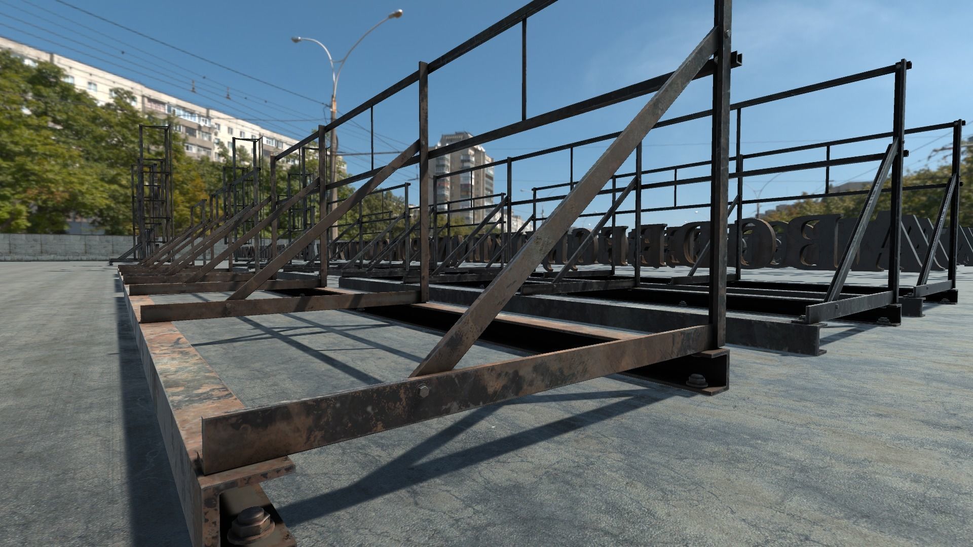 Modular Rooftop Buildings Company Logos HQ Low-poly 3D model_17