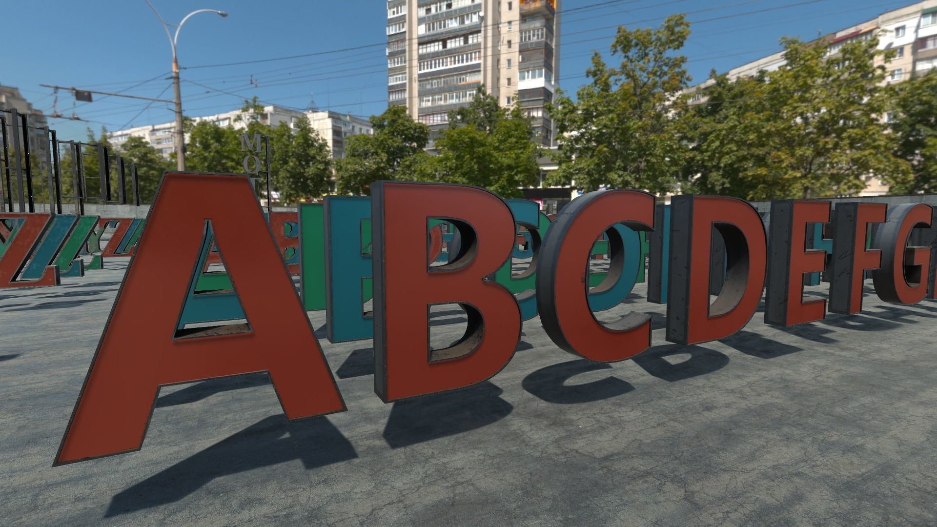 Modular Rooftop Buildings Company Logos HQ Low-poly 3D model_1