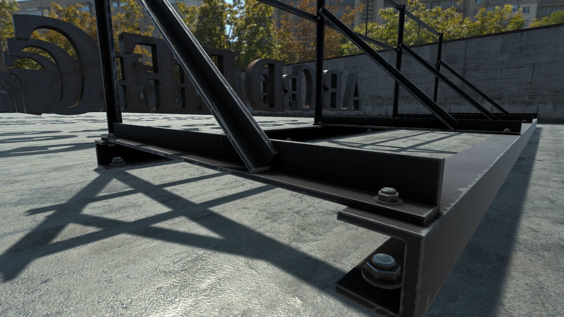 Modular Rooftop Buildings Company Logos HQ Low-poly 3D model_14