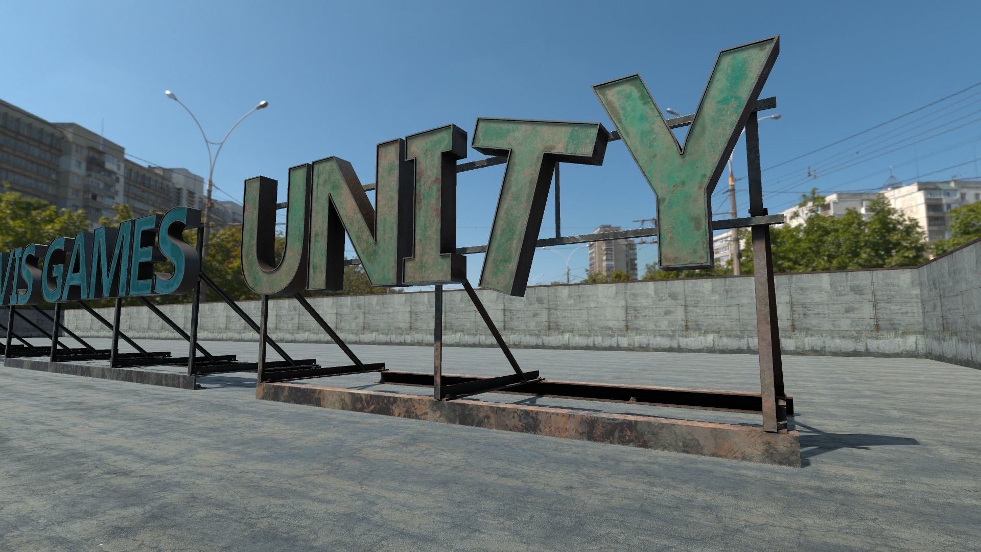 Modular Rooftop Buildings Company Logos HQ Low-poly 3D model_8