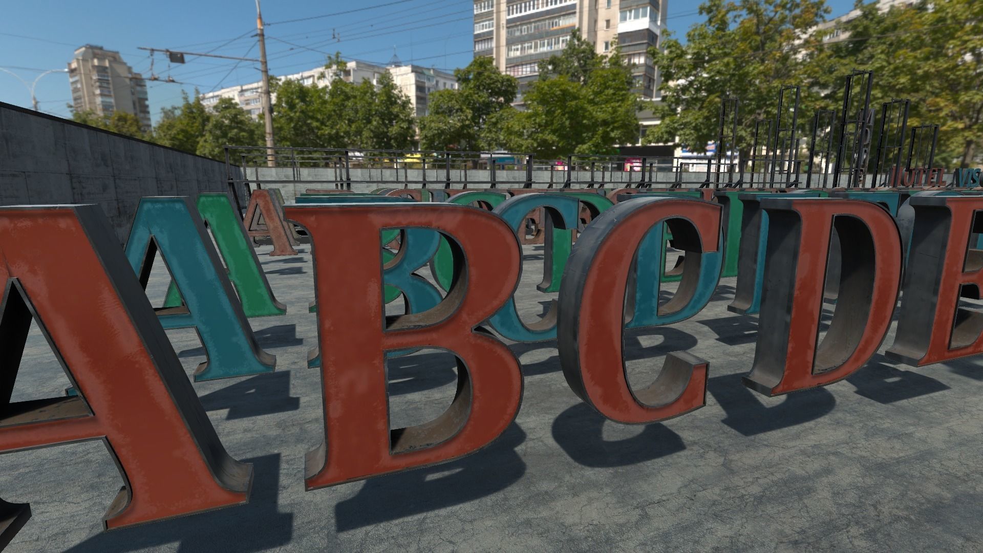 Modular Rooftop Buildings Company Logos HQ Low-poly 3D model_18