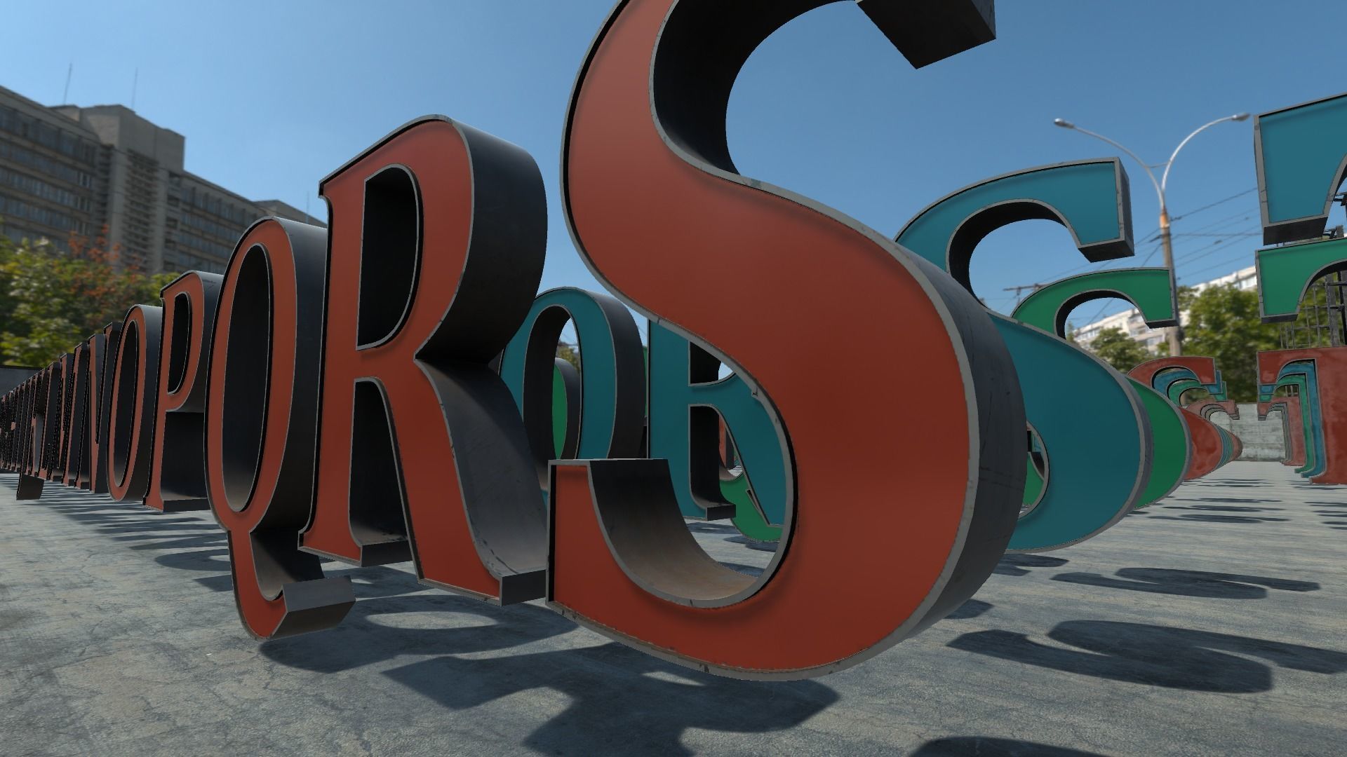 Modular Rooftop Buildings Company Logos HQ Low-poly 3D model_5