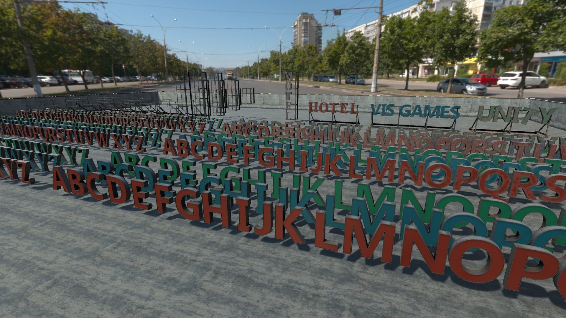 Modular Rooftop Buildings Company Logos HQ Low-poly 3D model_6