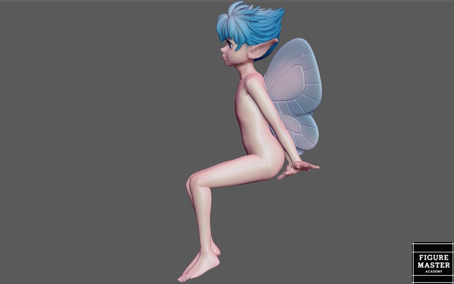 BERSERK PUCK SITTING FAIRY ELF FANTASY ANIME SWORD CHARACTER 3D print model_3