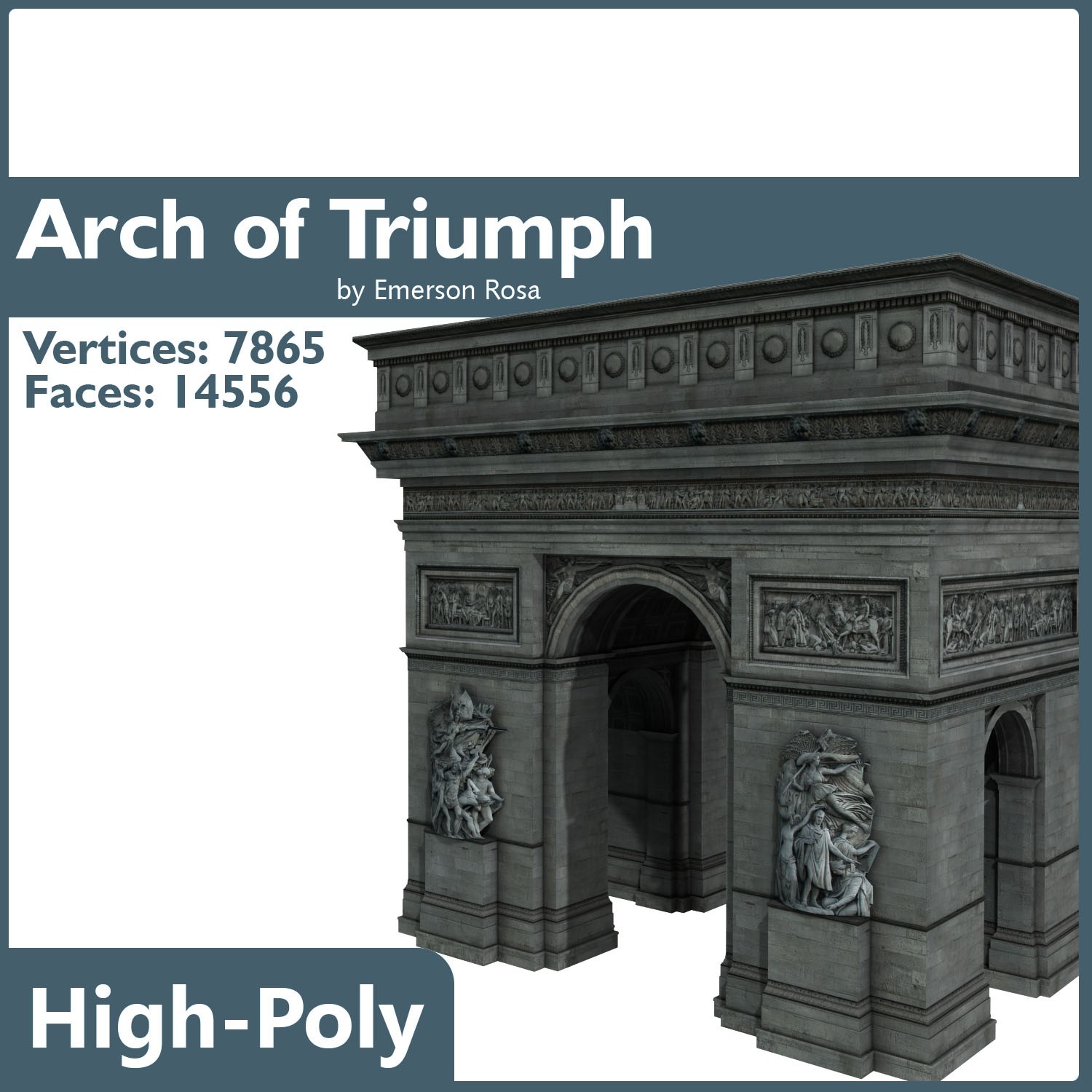 Arch of Triumph Low-poly 3D model_11
