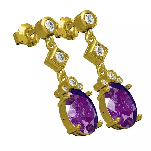 Antique Round and Oval Diamond Earring 3D print model