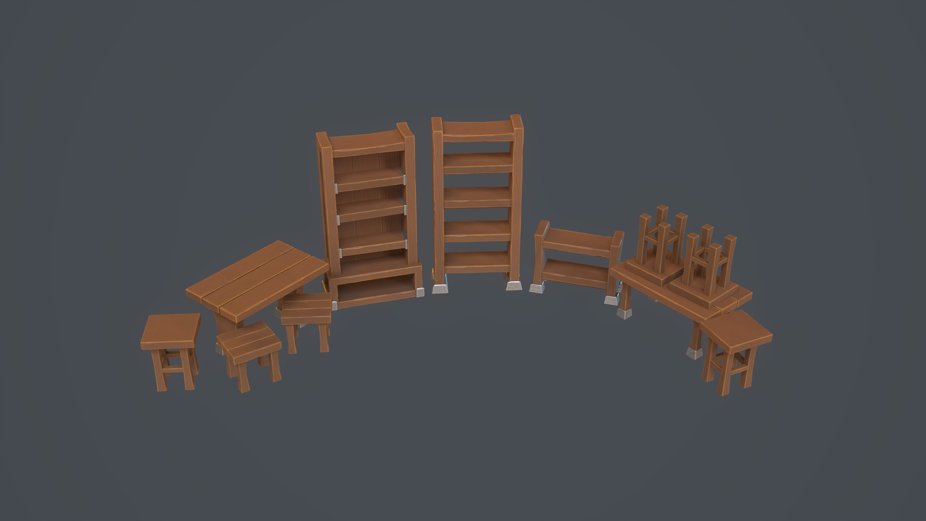 Stylized interior Modular   Low-poly 3D model_2