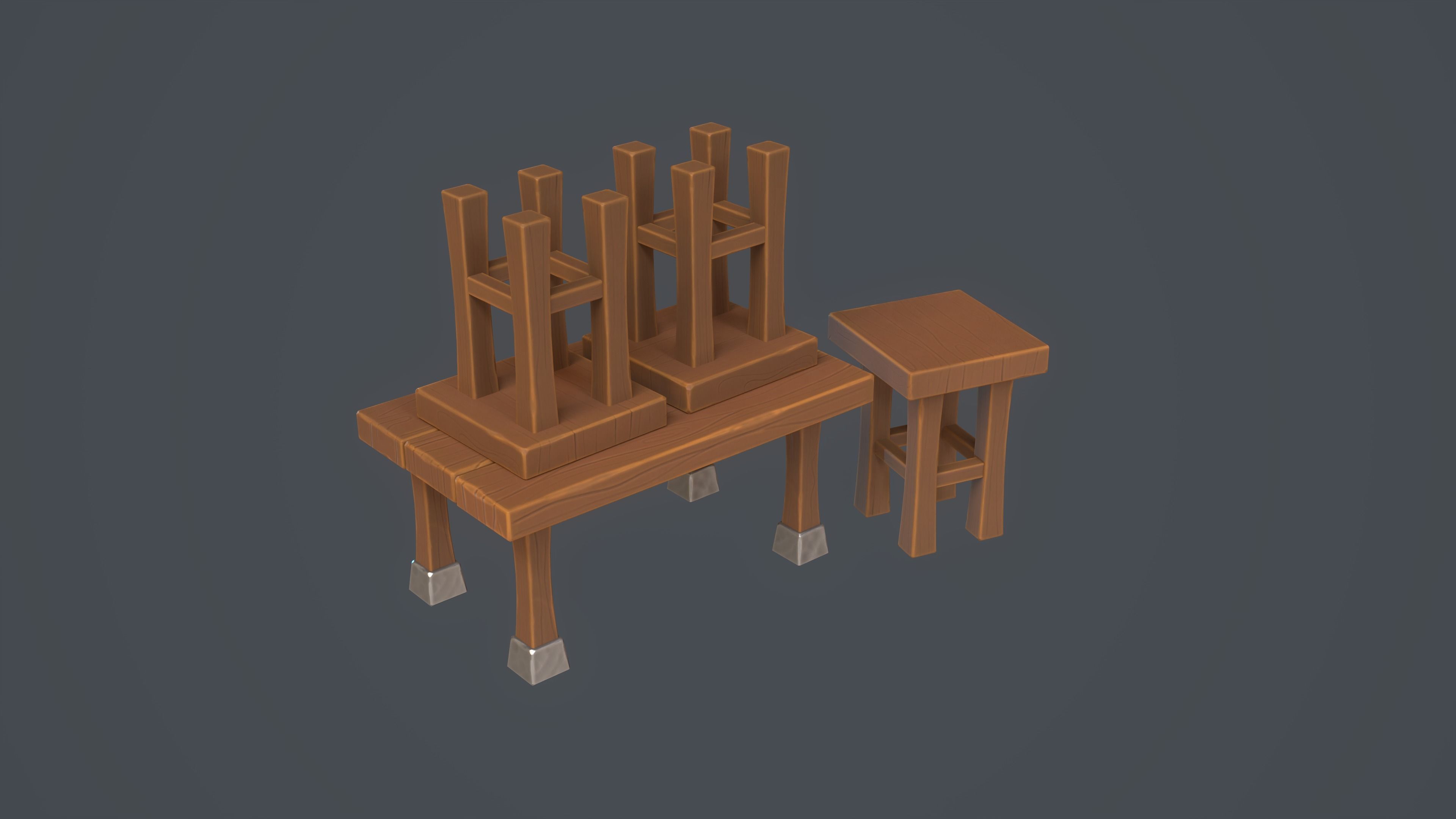 Stylized interior Modular   Low-poly 3D model_6