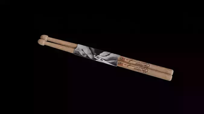 3D model of Christoph Schneider drumsticks Low-poly 3D model
