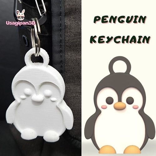 Penguin Flat Keychain 3D print model