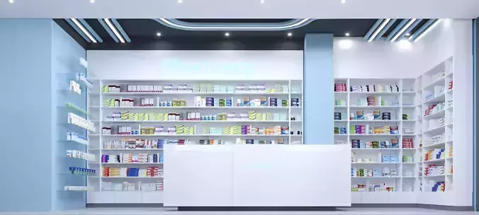 Pharmacy Low-poly 3D model blender Format Low-poly 3D model