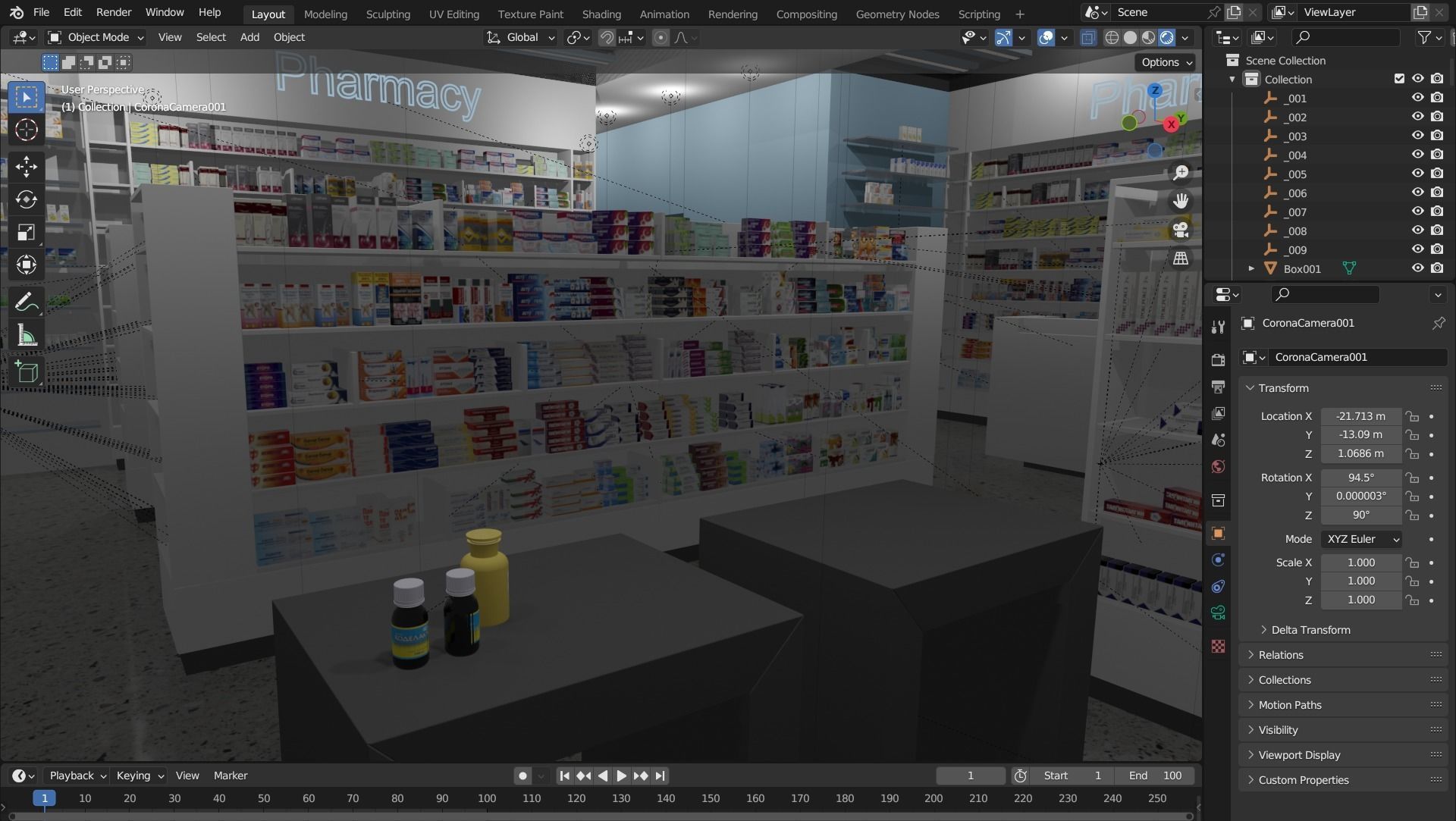 Pharmacy Low-poly 3D model blender Format Low-poly 3D model_7