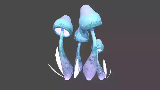 Fantasy Mushroom D01 Blue Purple - Scene Backdrop Design Low-poly 3D model