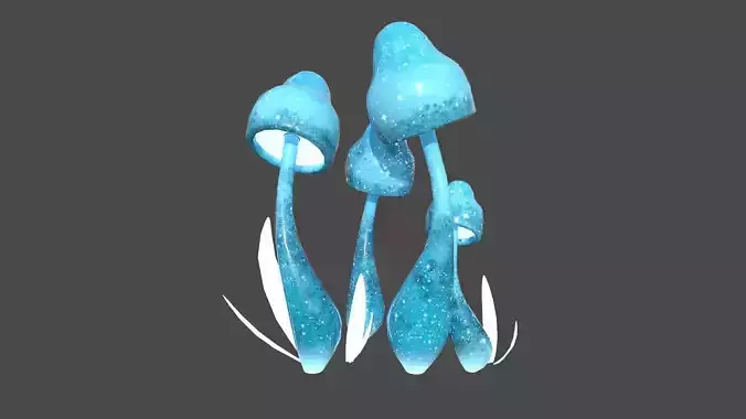 Fantasy Mushroom D02 Blue - Scene Backdrop Design Low-poly 3D model