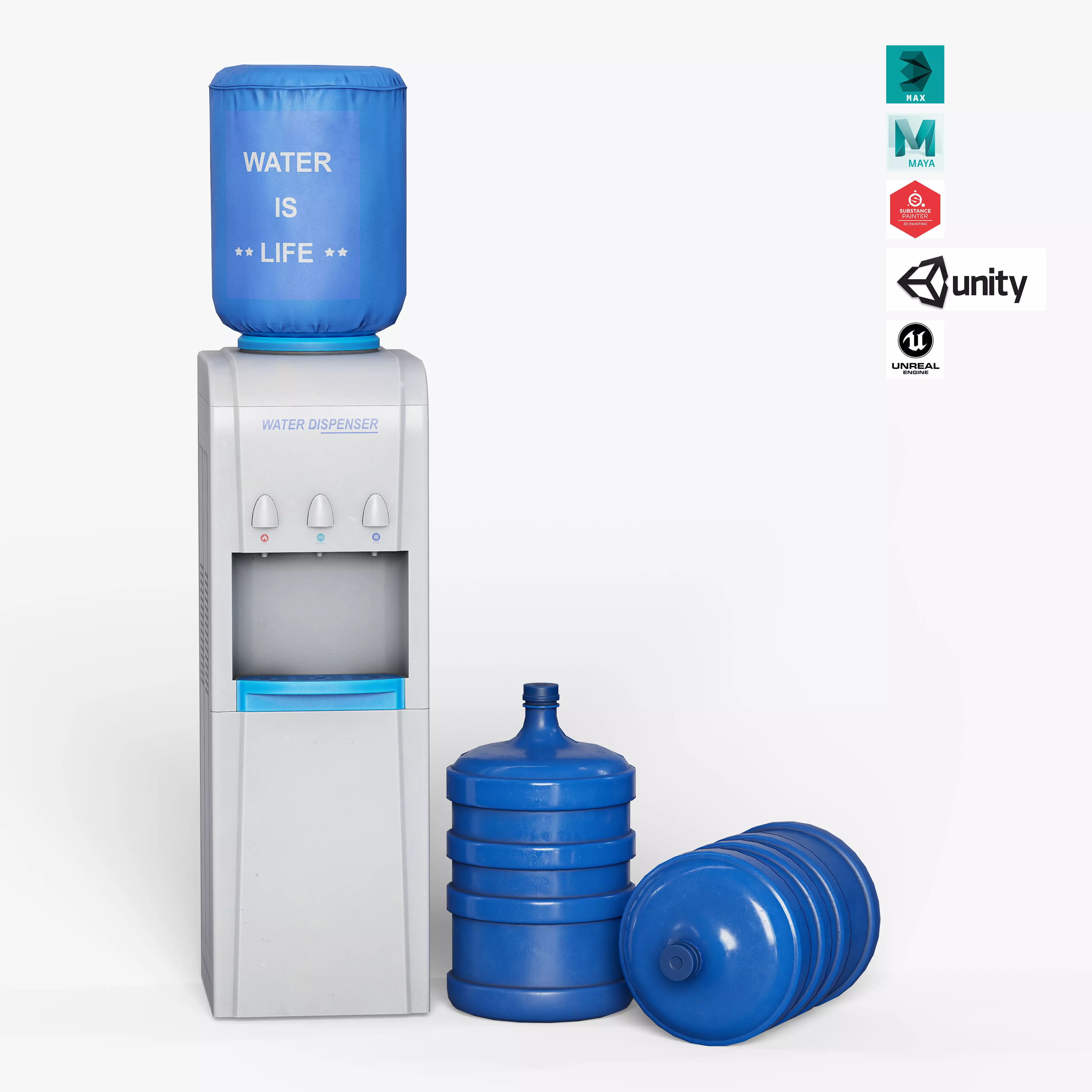 Water Dispenser Low-poly 3D model_0