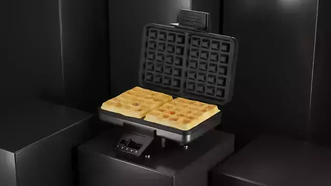 Stylish waffle iron with waffles
