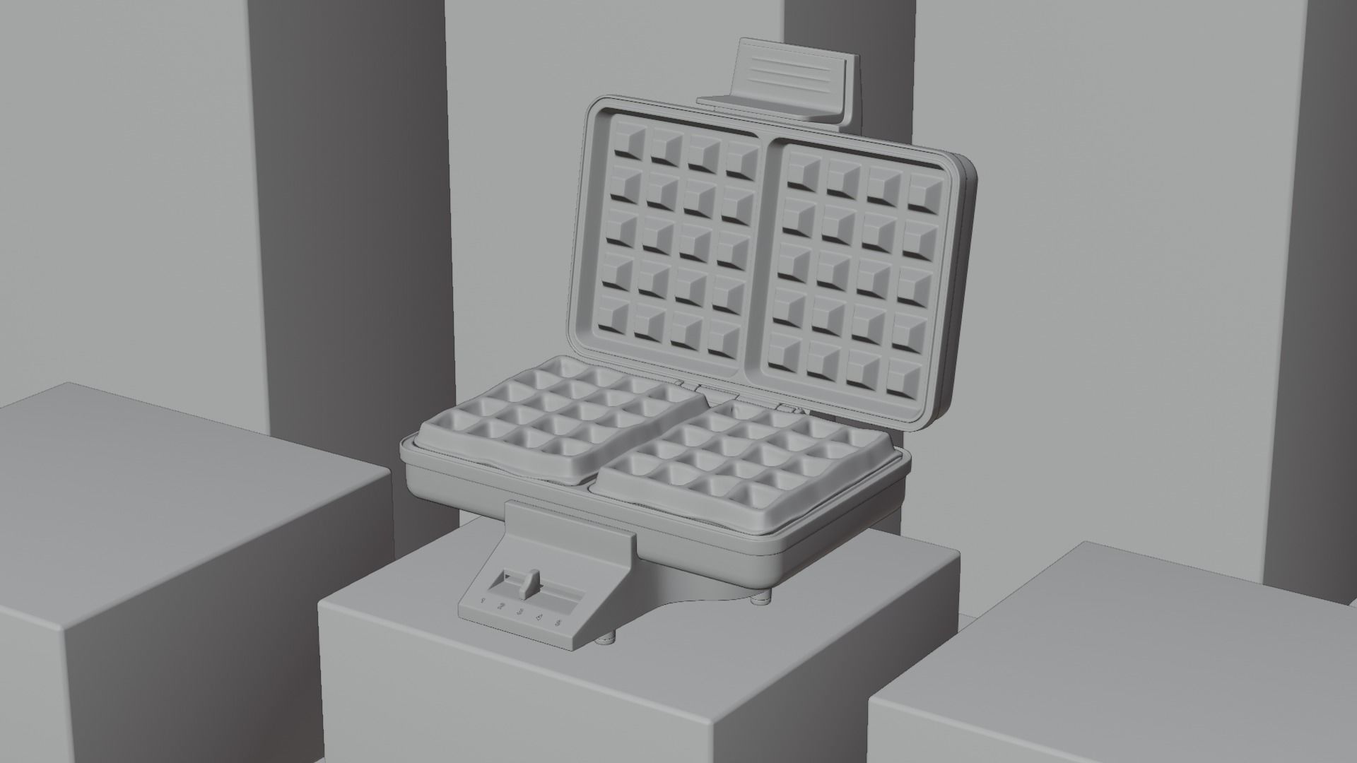 Stylish waffle iron with waffles 3D model_6