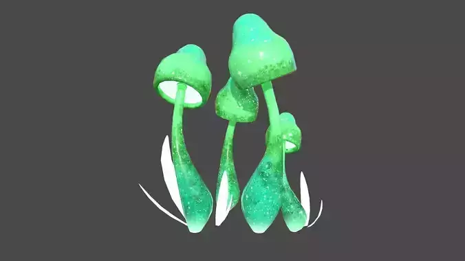 Fantasy Mushroom D04 Green - Scene Backdrop Design Low-poly 3D model