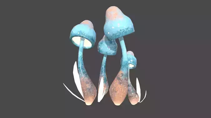 Fantasy Mushroom D05 Blue Orange - Scene Backdrop Design Low-poly 3D model