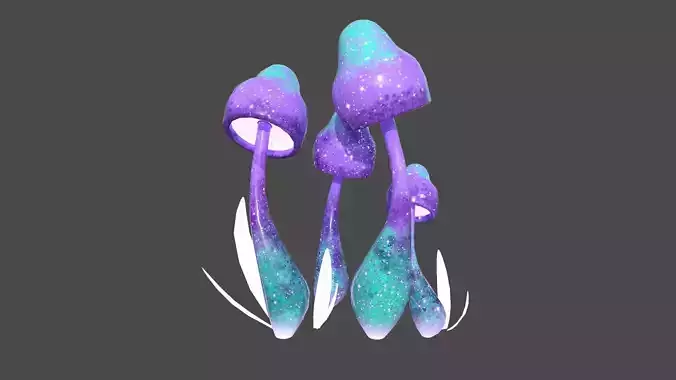 Fantasy Mushroom D06 Purple Blue - Scene Backdrop Design Low-poly 3D model