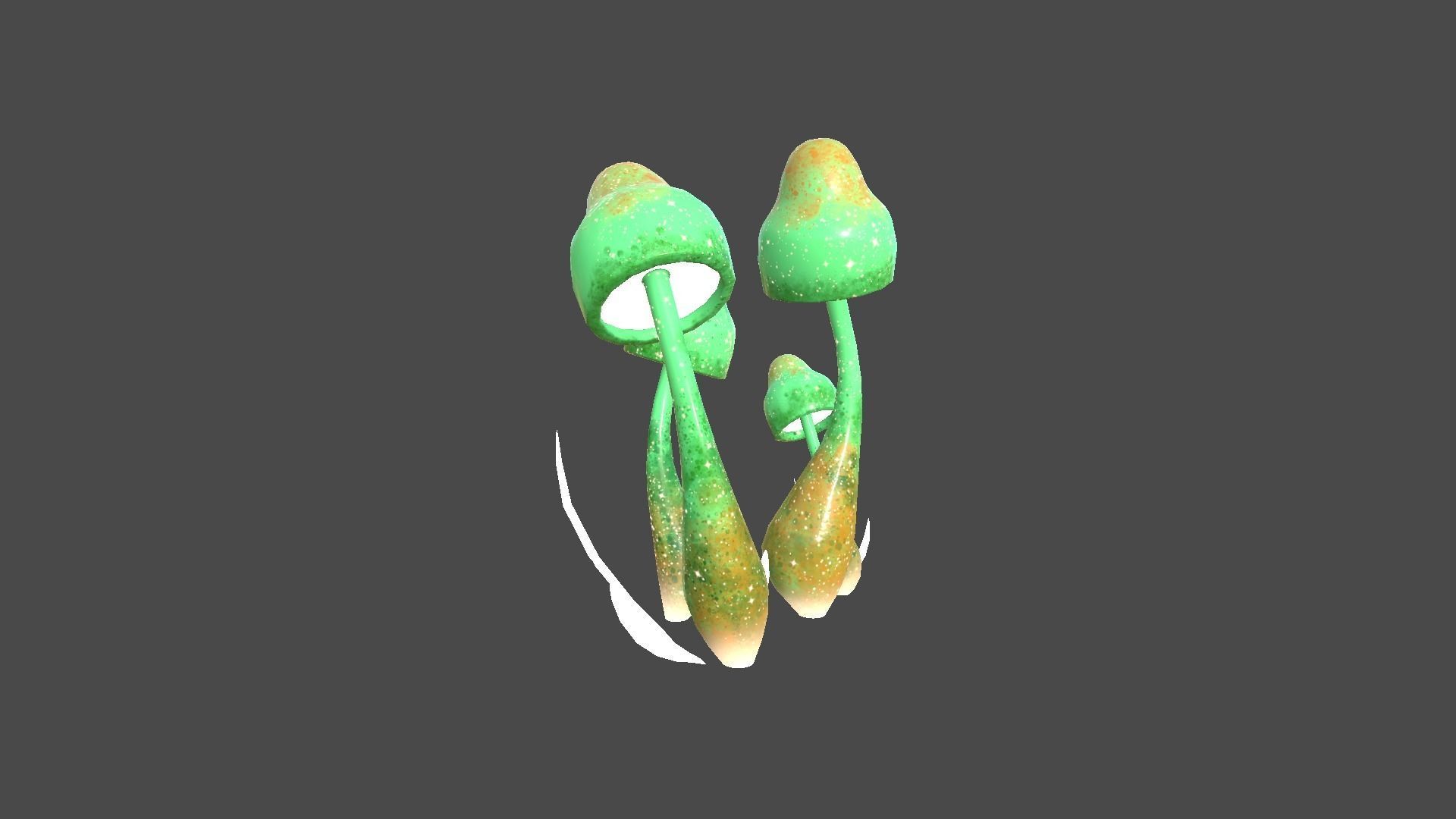 Fantasy Mushroom D09 Green Orange - Scene Backdrop Design Low-poly 3D model_1