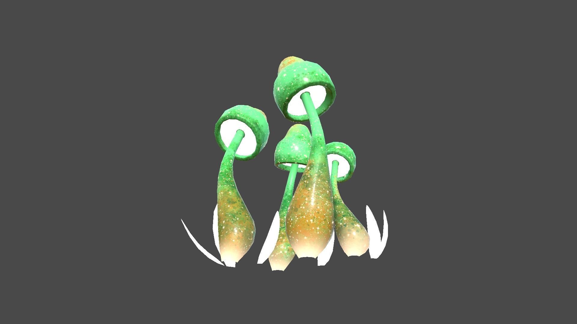 Fantasy Mushroom D09 Green Orange - Scene Backdrop Design Low-poly 3D model_3