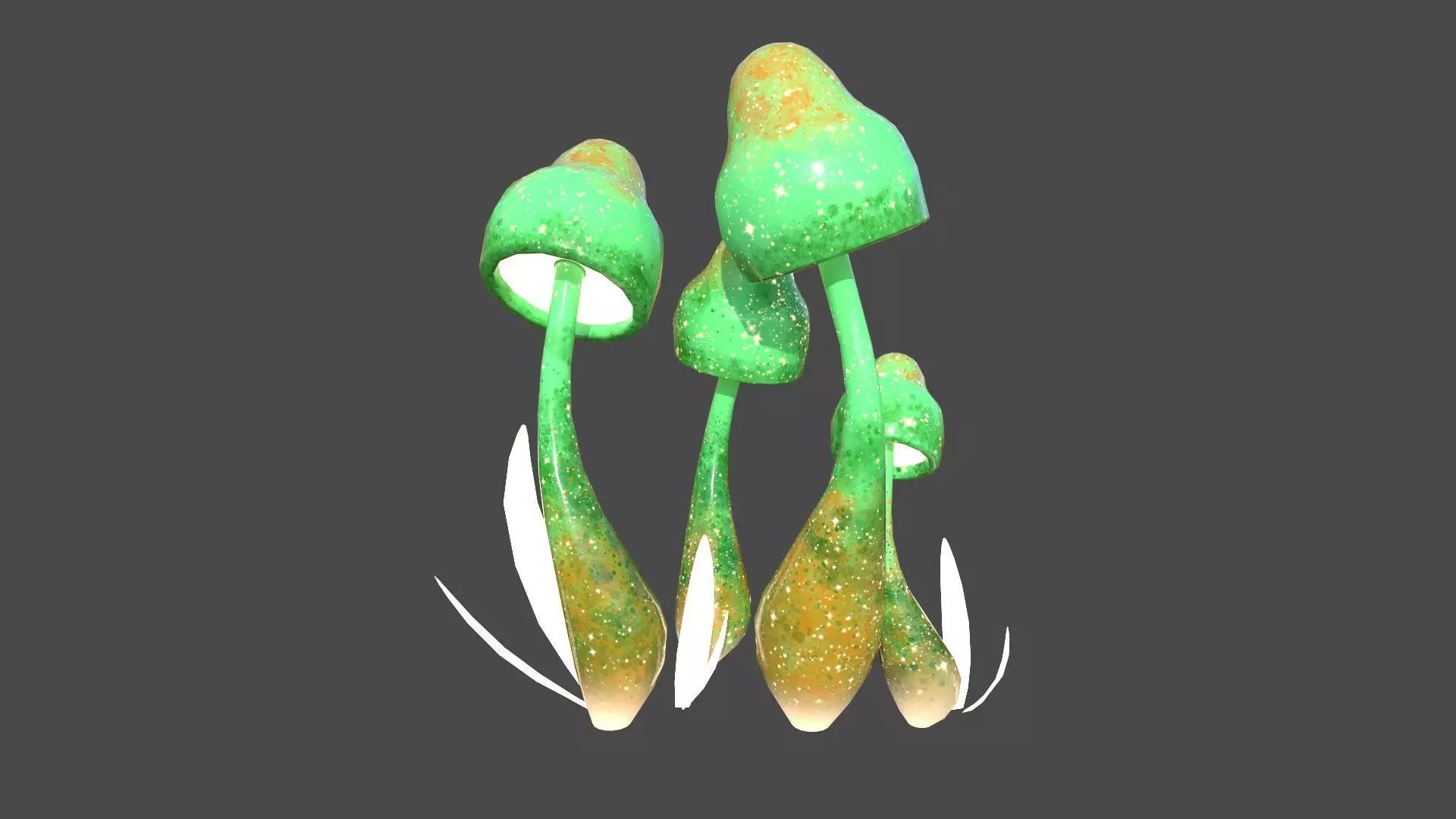 Fantasy Mushroom D09 Green Orange - Scene Backdrop Design Low-poly 3D model_0