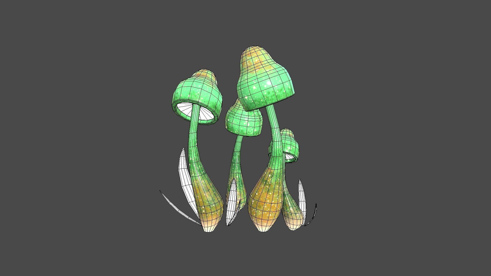 Fantasy Mushroom D09 Green Orange - Scene Backdrop Design Low-poly 3D model_6