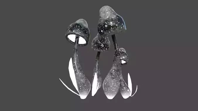 Fantasy Mushroom D10 Black - Scene Backdrop Design Low-poly 3D model