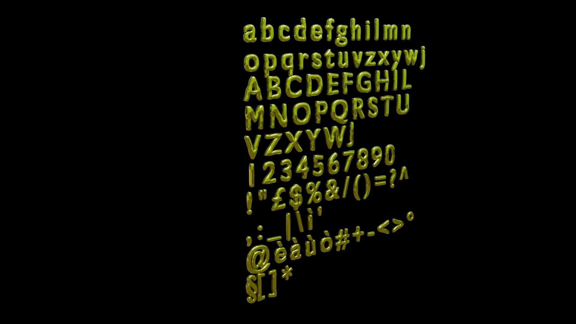 Alphabet and Numbers 3D Low-poly 3D model_14