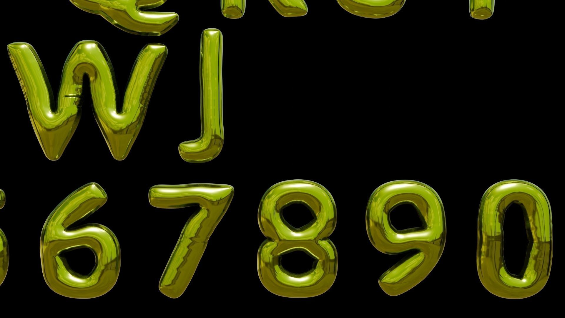 Alphabet and Numbers 3D Low-poly 3D model_6