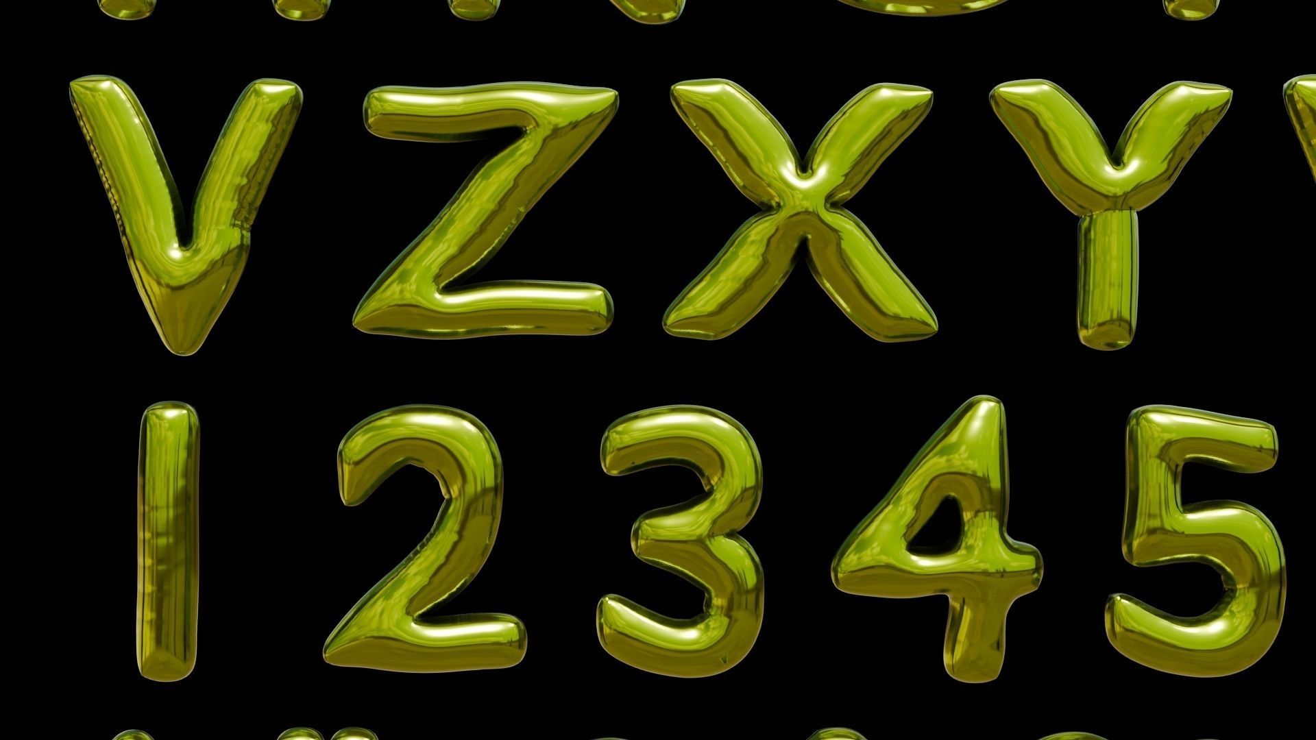 Alphabet and Numbers 3D Low-poly 3D model_5