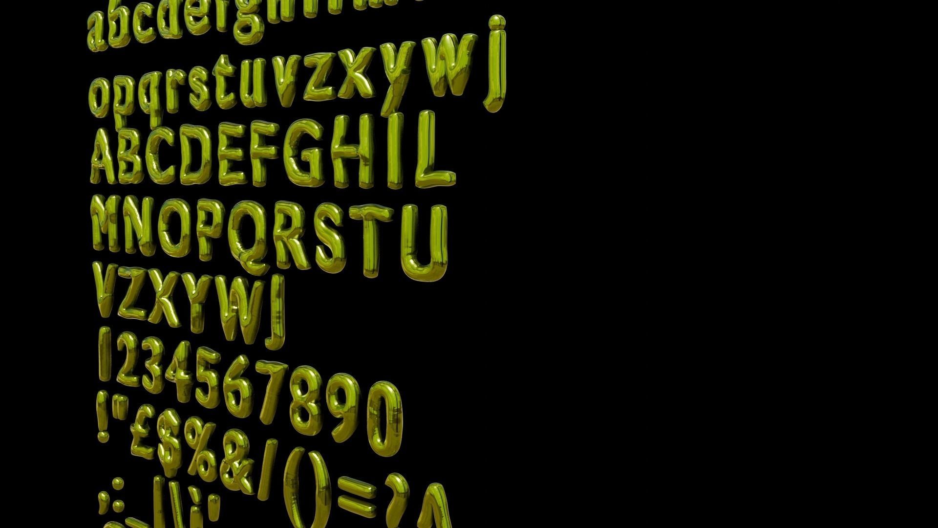 Alphabet and Numbers 3D Low-poly 3D model_15