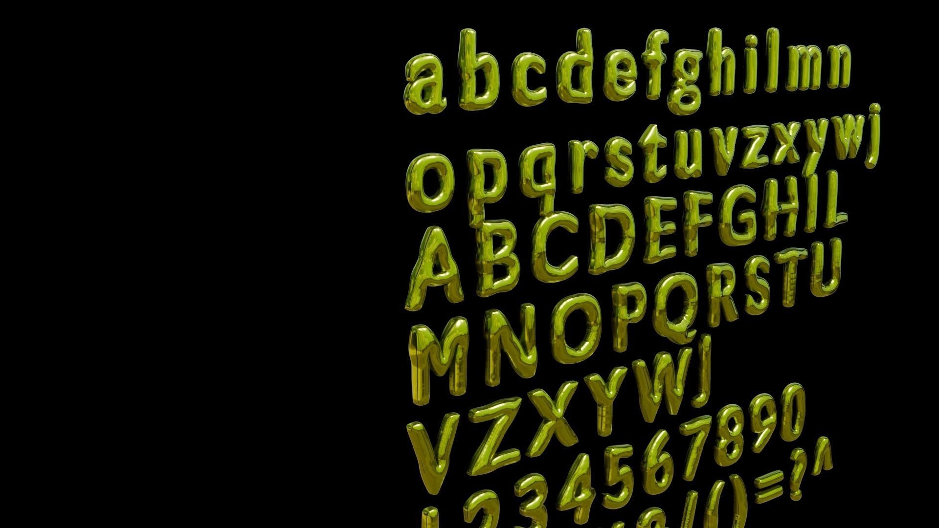 Alphabet and Numbers 3D Low-poly 3D model_3