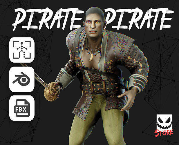 Pirate Low-poly 3D model