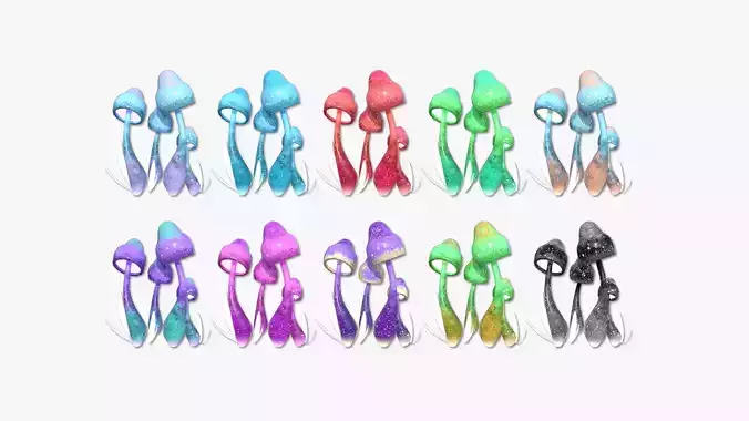 10 Fantasy Mushroom D Collection - Scene Backdrop Design 