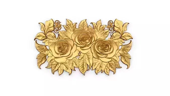mural classic flowers decor ornament 02 3D model