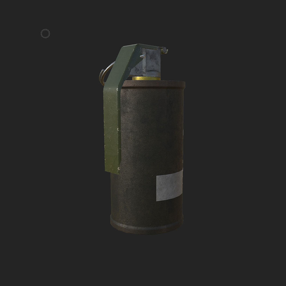 M18 Smoke Grenade PBR Low-poly and High-poly 3D model Low-poly 3D model_1