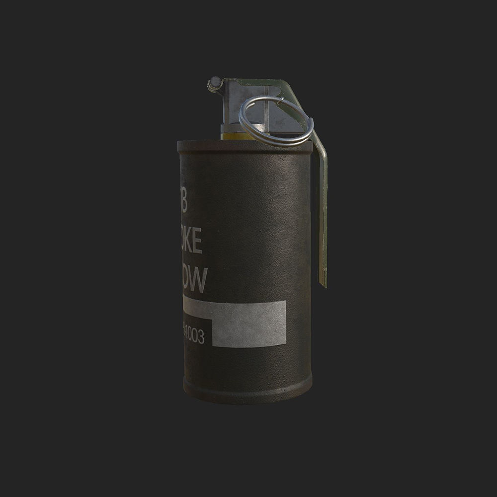 M18 Smoke Grenade PBR Low-poly and High-poly 3D model Low-poly 3D model_2