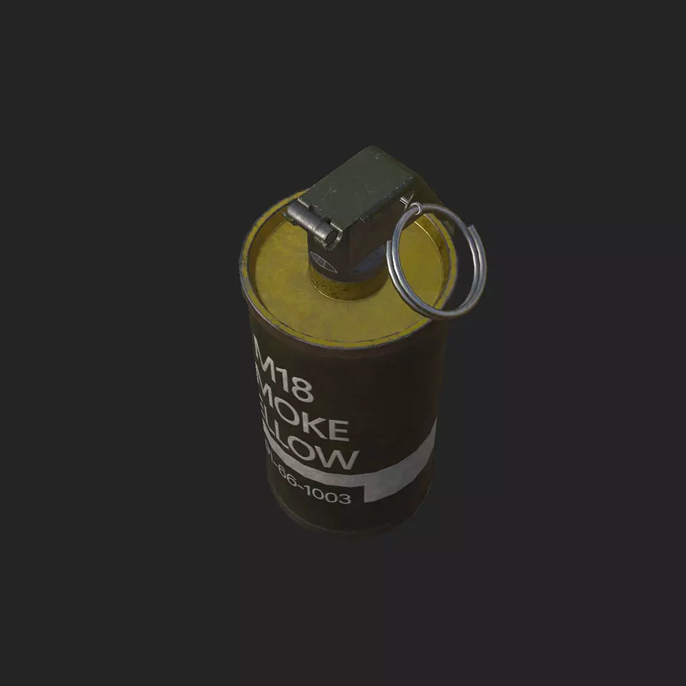 M18 Smoke Grenade PBR Low-poly and High-poly 3D model Low-poly 3D model_0