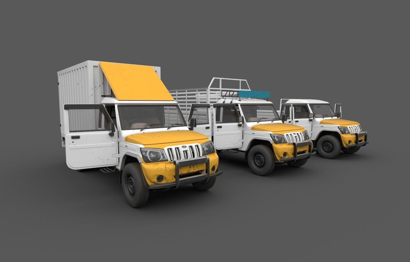 Bolero Pickup truck with Cargo body 3D model_1