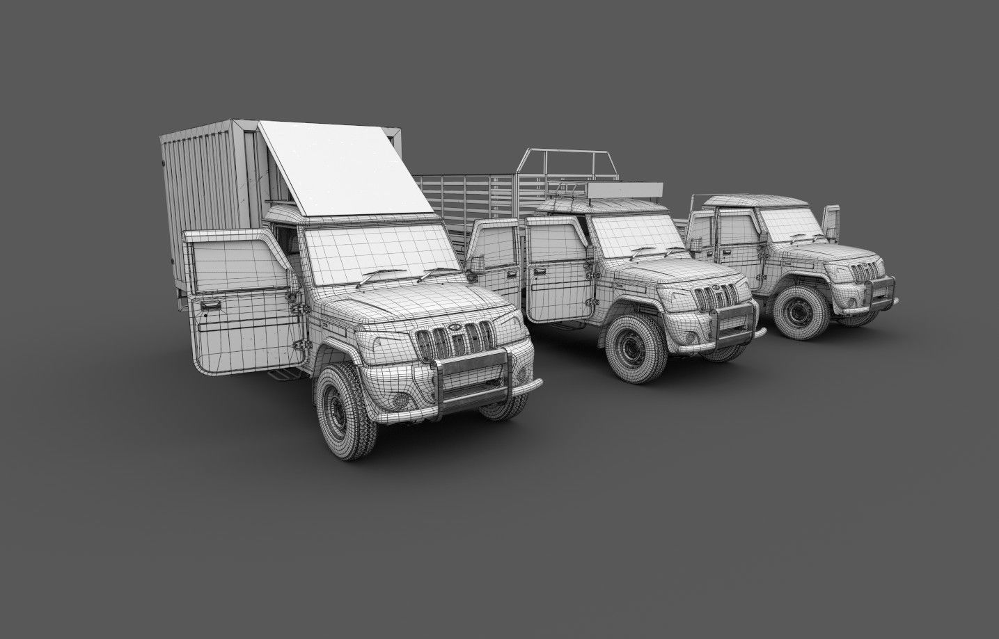 Bolero Pickup truck with Cargo body 3D model_5