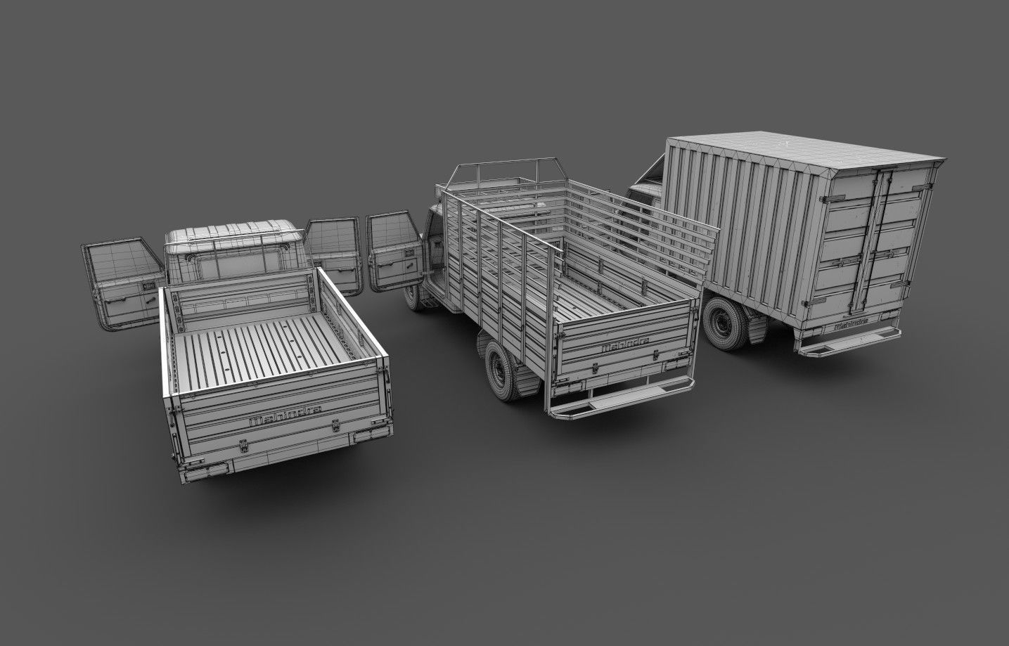 Bolero Pickup truck with Cargo body 3D model_6